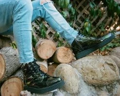 A9502 Black Hologram Pointed Lace Up Boot Womens 23 A9502 Black Hologram Pointed Lace Up Boot Womens