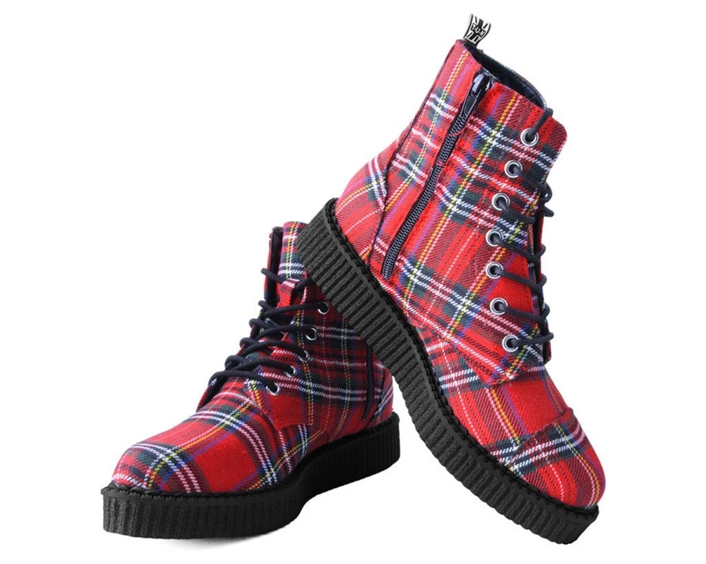 A9503 Red Plaid Pointed Lace Up Boot 3 A9503 Red Plaid Pointed Lace Up Boot