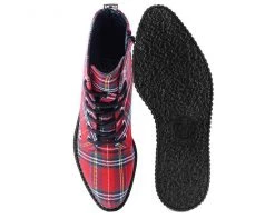 A9503 Red Plaid Pointed Lace Up Boot 12 A9503 Red Plaid Pointed Lace Up Boot