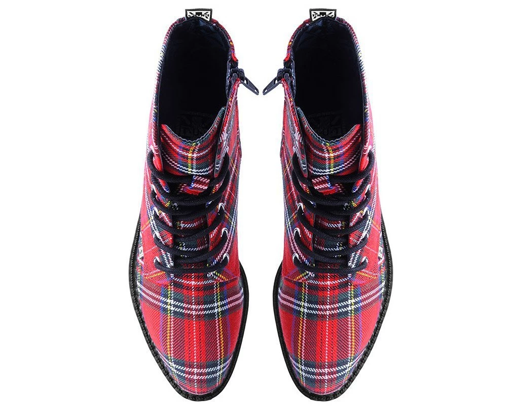 A9503 Red Plaid Pointed Lace Up Boot 6 A9503 Red Plaid Pointed Lace Up Boot