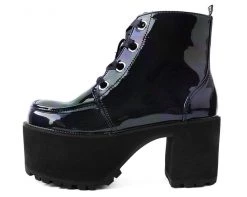 A9505L Black Hologram Patent Nosebleed Boot Womens