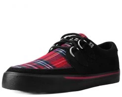 T.U.K. Footwear Outlet store 39 A9543 Black Faux Suede & Plaid VLK Sneaker
