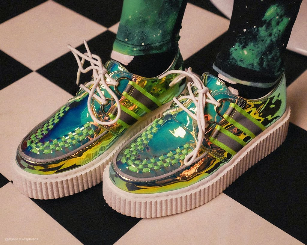 A9552 Green Hologram Reflective Stripe Casbah Creeper Womens 2 A9552 Green Hologram Reflective Stripe Casbah Creeper Womens