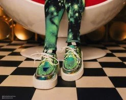 A9552 Green Hologram Reflective Stripe Casbah Creeper Womens 14 A9552 Green Hologram Reflective Stripe Casbah Creeper Womens