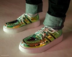 A9552 Green Hologram Reflective Stripe Casbah Creeper Womens 15 A9552 Green Hologram Reflective Stripe Casbah Creeper Womens