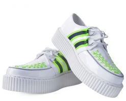 A9553 Womens White Patent Reflective Stripe Casbah Creeper