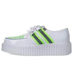 A9553 Womens White Patent Reflective Stripe Casbah Creeper
