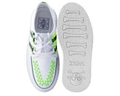 A9553 Womens White Patent Reflective Stripe Casbah Creeper