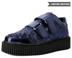 A9568 Black Hologram & Glitter Velcro Casbah Creeper Womens
