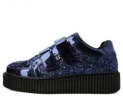 A9568 Black Hologram & Glitter Velcro Casbah Creeper Womens