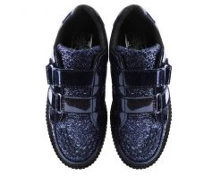A9568 Black Hologram & Glitter Velcro Casbah Creeper Womens