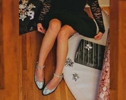 A9705L Glow Snakeskin Pointed Ballet Ankle Strap Creeper