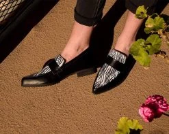 A9766 Black & White Zebra Print Loafer Mary Janes 14 A9766 Black & White Zebra Print Loafer Mary Janes