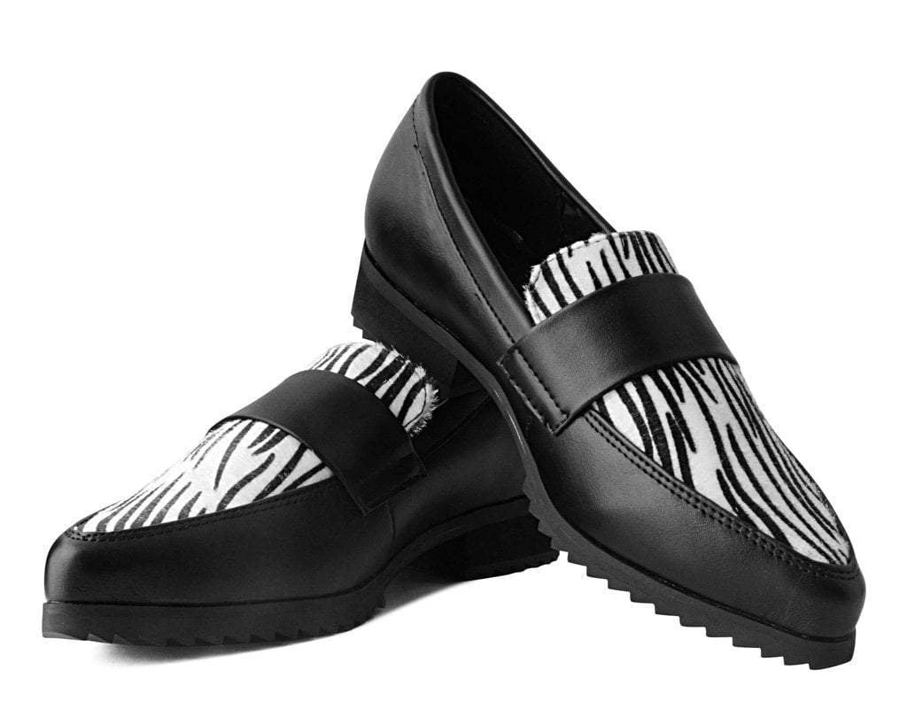 A9766 Black & White Zebra Print Loafer Mary Janes 3 A9766 Black & White Zebra Print Loafer Mary Janes