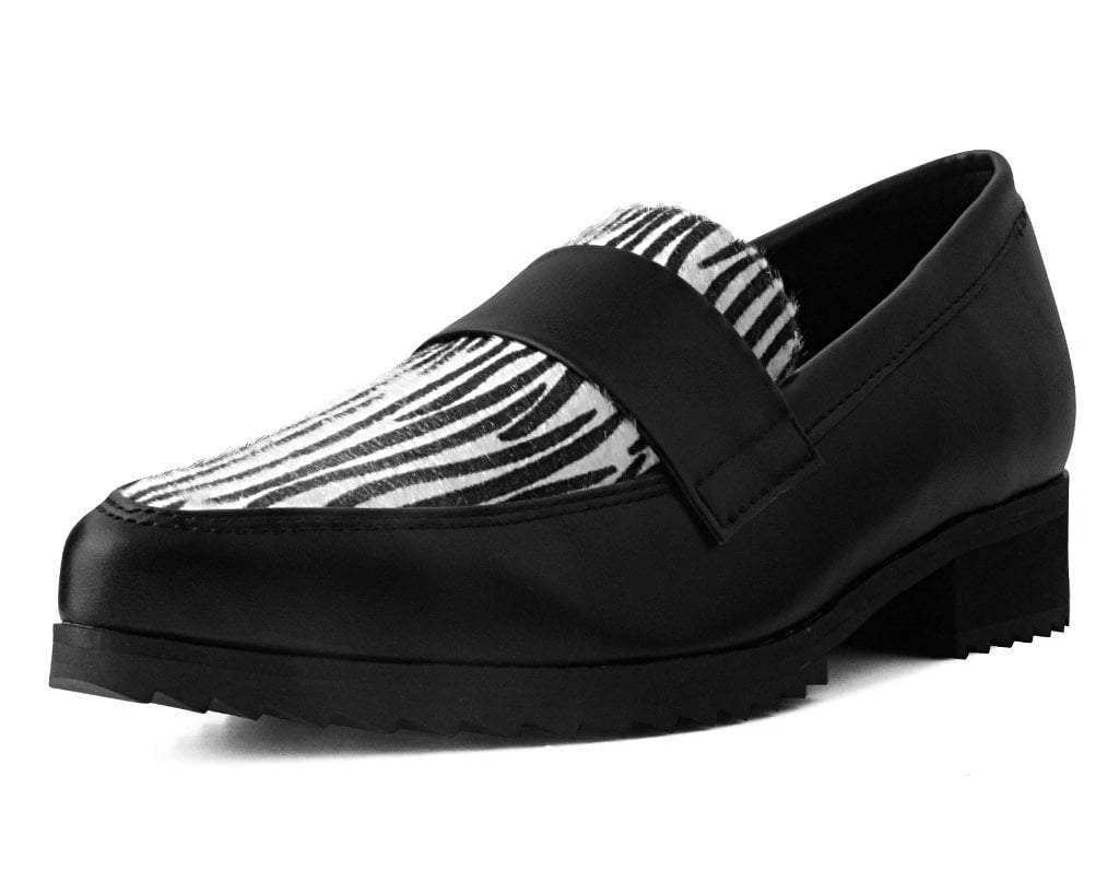 A9766 Black & White Zebra Print Loafer Mary Janes 1 A9766 Black & White Zebra Print Loafer Mary Janes