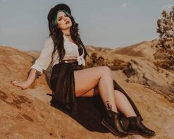 A9793 Black TUKskin™ Western Pullon Pointed Creeper Boot Womens