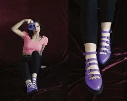 A9834L Purple TUKskin™ Multi-Strap Pointed Mary Jane Womens 11 A9834L Purple TUKskin™ Multi-Strap Pointed Mary Jane Womens