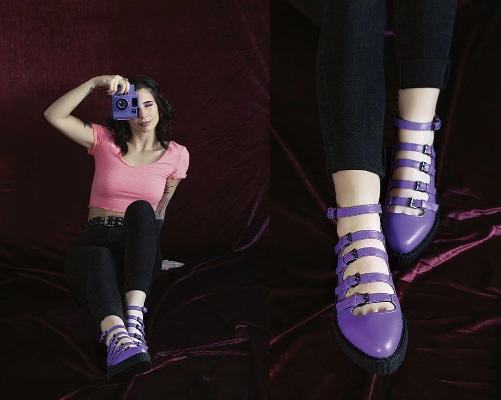 A9834L Purple TUKskin™ Multi-Strap Pointed Mary Jane Womens 6 A9834L Purple TUKskin™ Multi-Strap Pointed Mary Jane Womens