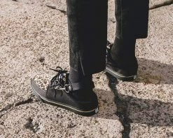 A9855 Black & Leopard VLK Mule Sneaker