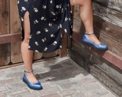 A9882L Blue Shimmer Pointed Ballet Creeper Womens 11 A9882L Blue Shimmer Pointed Ballet Creeper Womens