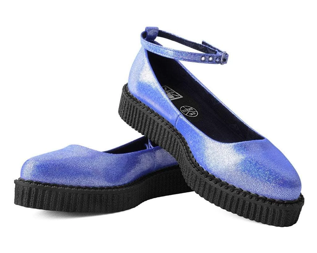 A9882L Blue Shimmer Pointed Ballet Creeper Womens 3 A9882L Blue Shimmer Pointed Ballet Creeper Womens
