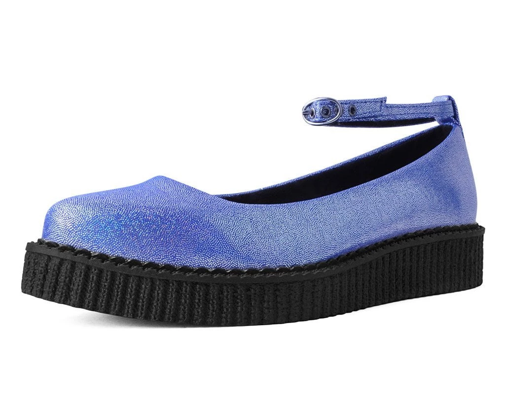 A9882L Blue Shimmer Pointed Ballet Creeper Womens 1 A9882L Blue Shimmer Pointed Ballet Creeper Womens