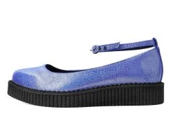 A9882L Blue Shimmer Pointed Ballet Creeper Womens 9 A9882L Blue Shimmer Pointed Ballet Creeper Womens