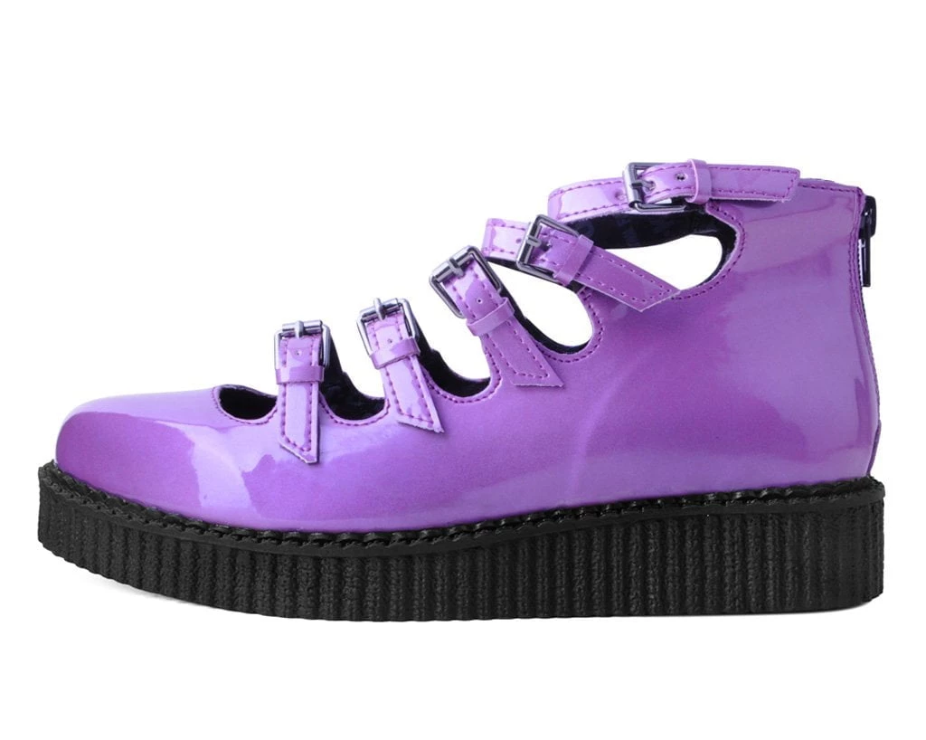 A9898L Purple Metallic Multi-Strap Pointed Mary Jane Womens 5 A9898L Purple Metallic Multi-Strap Pointed Mary Jane Womens