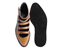 A9899L Womens Mustard Metallic Multi-Strap Pointed Mary Jane 9 A9899L Womens Mustard Metallic Multi-Strap Pointed Mary Jane