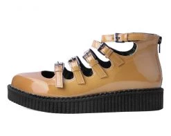 A9899L Womens Mustard Metallic Multi-Strap Pointed Mary Jane 10 A9899L Womens Mustard Metallic Multi-Strap Pointed Mary Jane