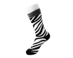 TSK1091 Grey Stripe Zebra Crew Sock