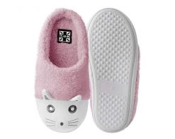 SL04 Womens Pink & White Fuzzy Kitty Slipper 5 SL04 Womens Pink & White Fuzzy Kitty Slipper