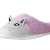 SL04 Womens Pink & White Fuzzy Kitty Slipper