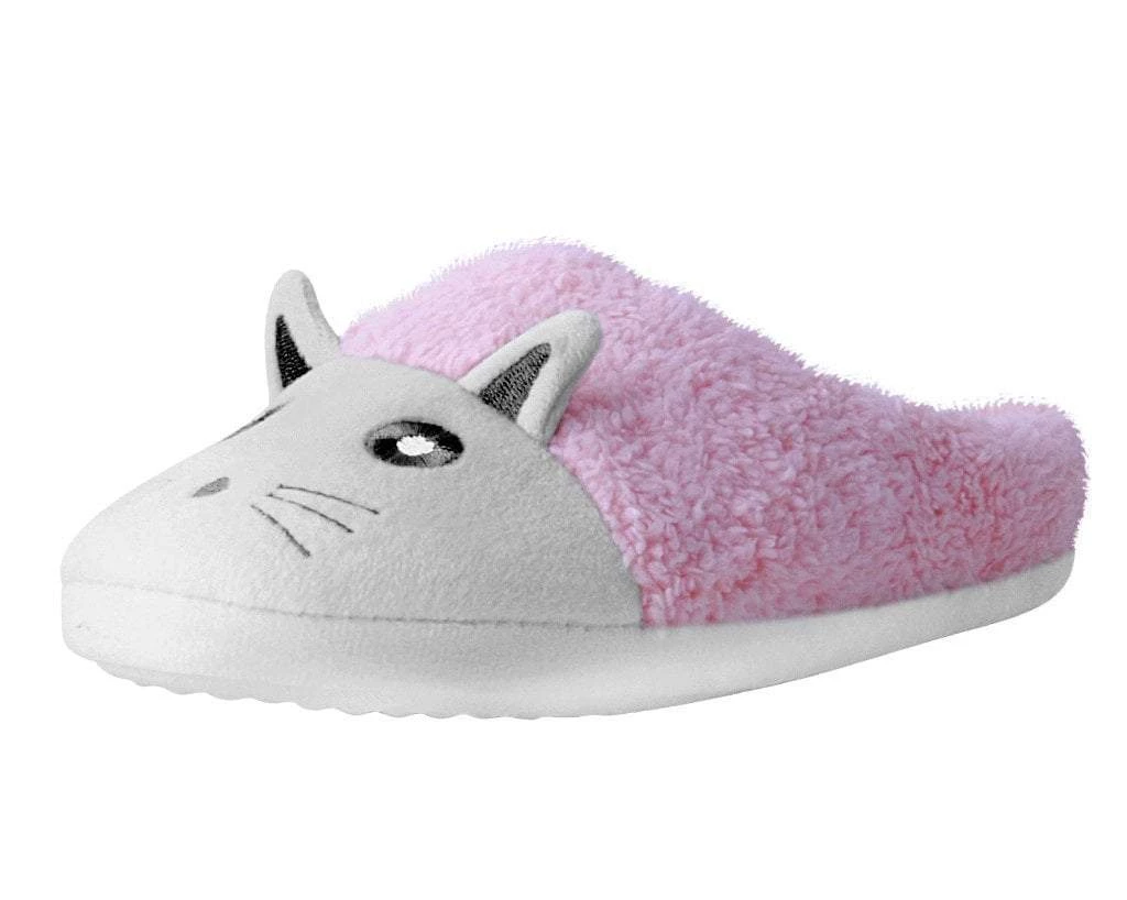 SL04 Womens Pink & White Fuzzy Kitty Slipper 1 SL04 Womens Pink & White Fuzzy Kitty Slipper