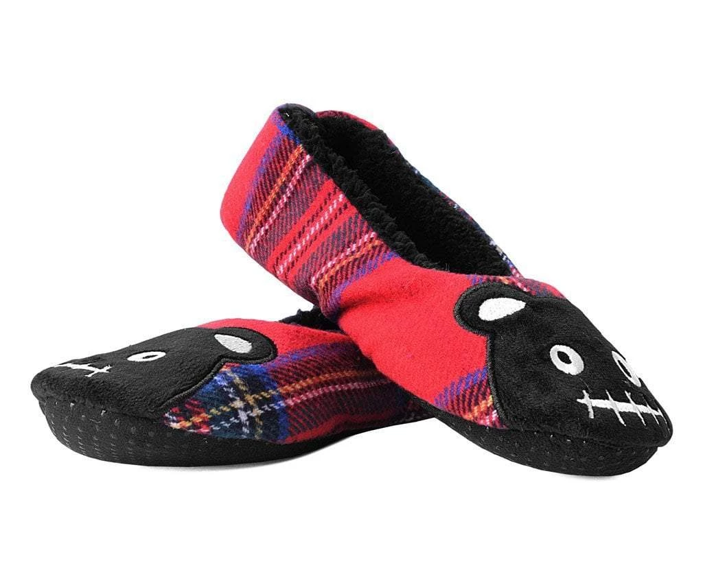 SL05 Tartan Punk Rock Panda Slipper Womens 3 SL05 Tartan Punk Rock Panda Slipper Womens