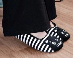 SL06 Black & White Striped Punk Panda Slipper