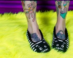 SL06 Black & White Striped Punk Panda Slipper