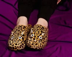 SL07 Tan Leopard Kitty Slipper Womens