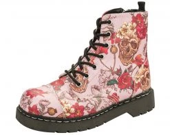T2229 Pink Skull And Roses Boots - *FINAL SALE/NON-RETURNABLE Womens