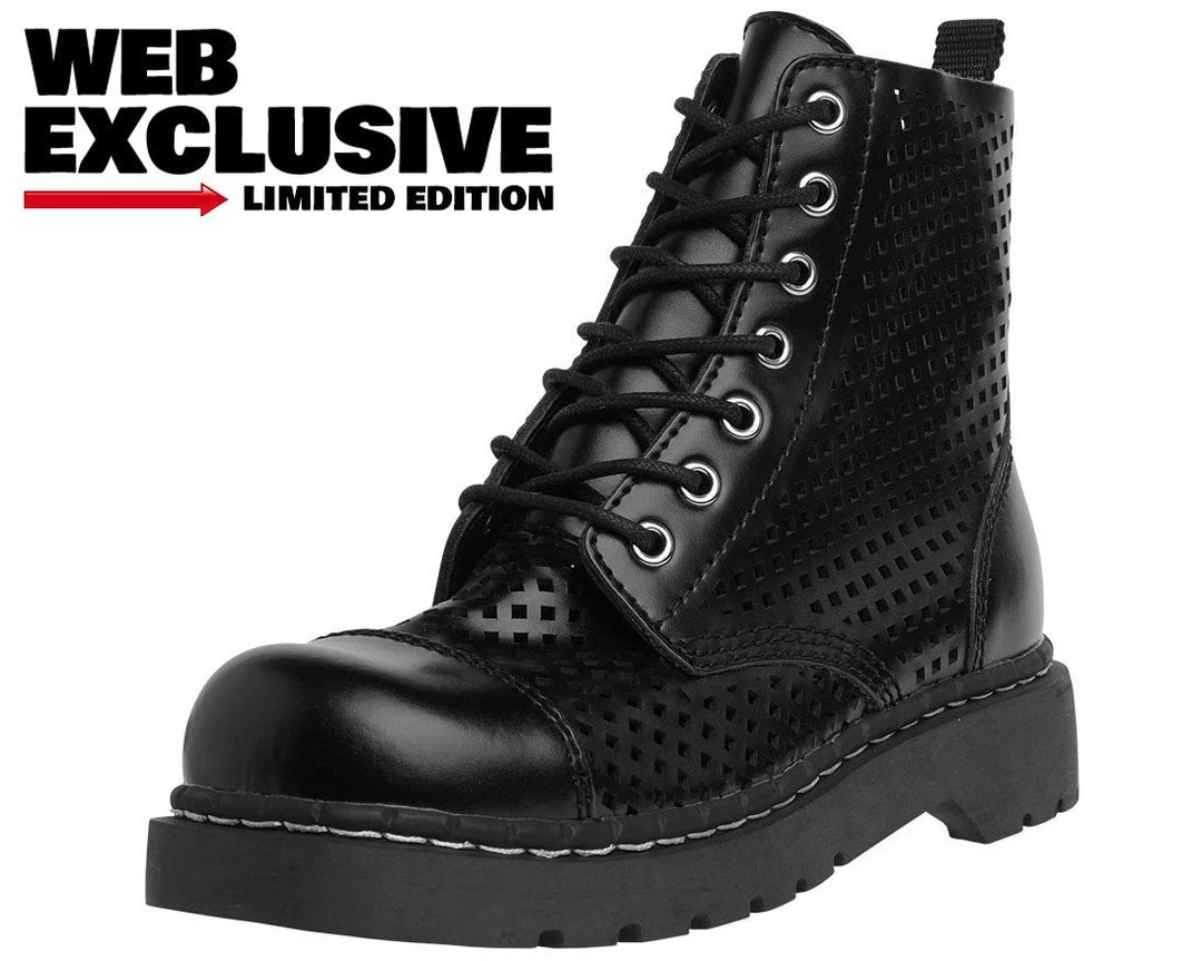 T2249 Vegan Black Perforated Boots 1 T2249 Vegan Black Perforated Boots