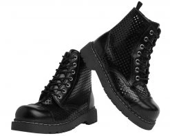 T2249 Vegan Black Perforated Boots