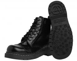 T2249 Vegan Black Perforated Boots 7 T2249 Vegan Black Perforated Boots
