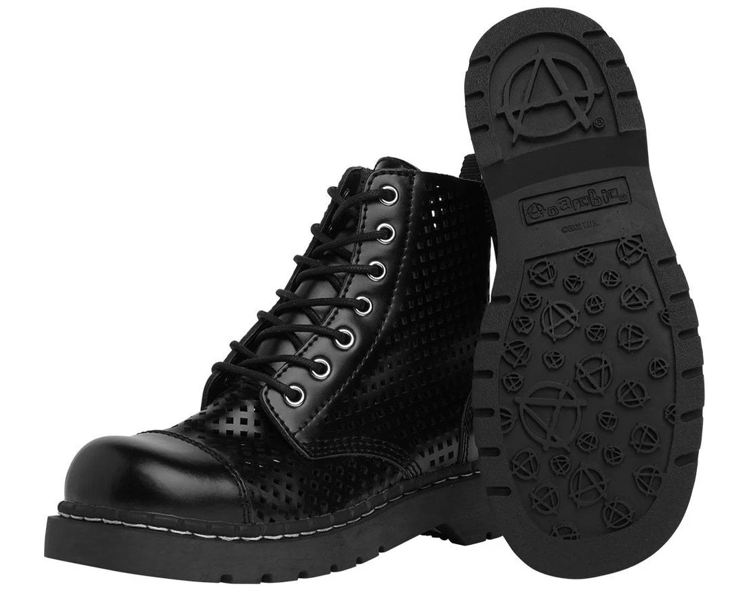 T2249 Vegan Black Perforated Boots 4 T2249 Vegan Black Perforated Boots