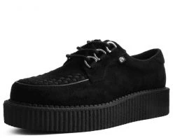 T.U.K. Footwear Outlet store 19 T2262 Womens Black Faux Suede Anarchic Creeper