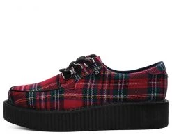 T2264 Womens Red Tartan Anarchic Creeper