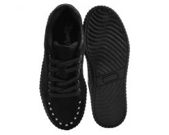 T2273 Womens Black Faux Suede Studded Anarchic R!OT Creeper