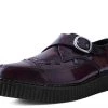 T2276 Burgundy Rub Off Pointed Buckle Anarchic Creeper Womens