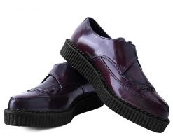T2276 Burgundy Rub Off Pointed Buckle Anarchic Creeper Womens