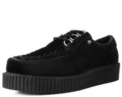 T.U.K. Footwear Outlet store 31 T2280 Womens Black Velvet Anarchic Creeper