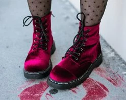 T2283 Burgundy Velvet Anarchic Boot